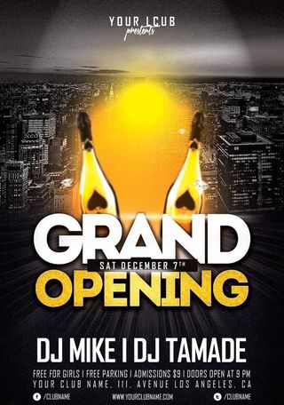 金色城市新年酒会酒吧开业海报图片