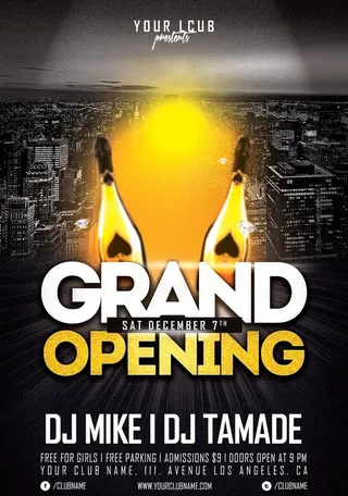 金色城市新年酒会酒吧开业海报图片