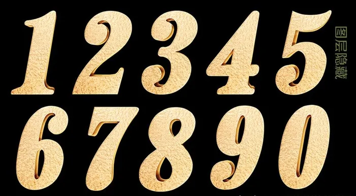 金色立体数字图片(7087x4134)psd模版下载