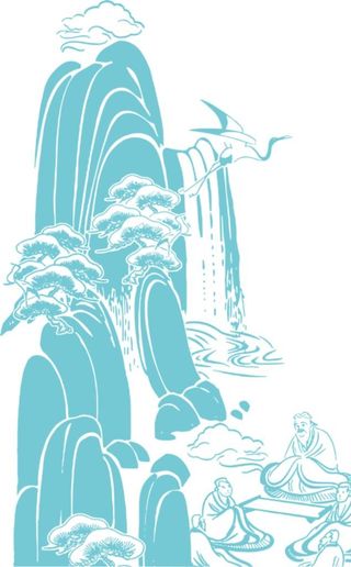 酒素材 山水 线稿 国潮图片