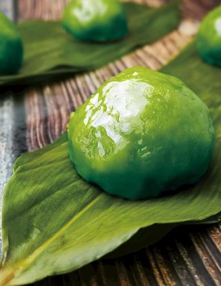 手工艾草青团图片