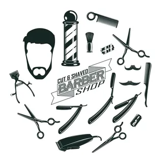 简约复古剪发用品图片