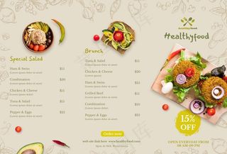 轻食餐饮折页菜单图片