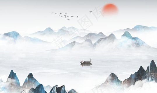 水墨山水背景图片