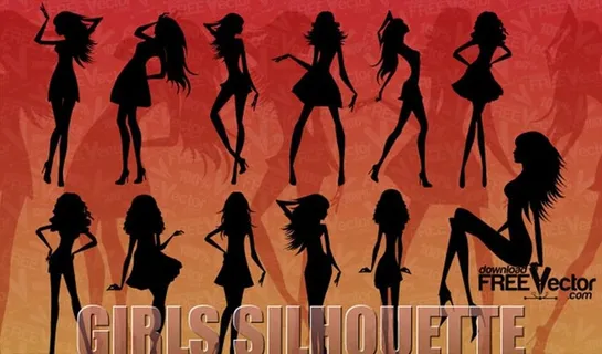 矢量时尚女性剪影图片