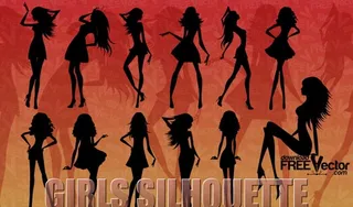 矢量时尚女性剪影图片