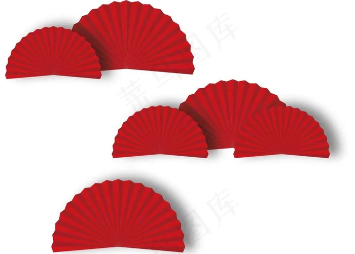 中国风红色扇子图片ai矢量模版下载