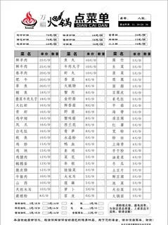 火锅点菜单图片