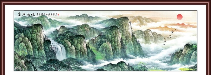 山水国画图片(12000x4000)psd模版下载