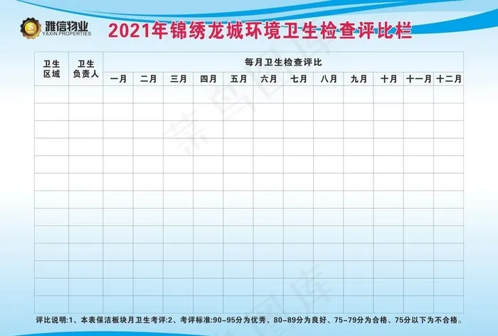 评比榜 卫生检查图片cdr矢量模版下载