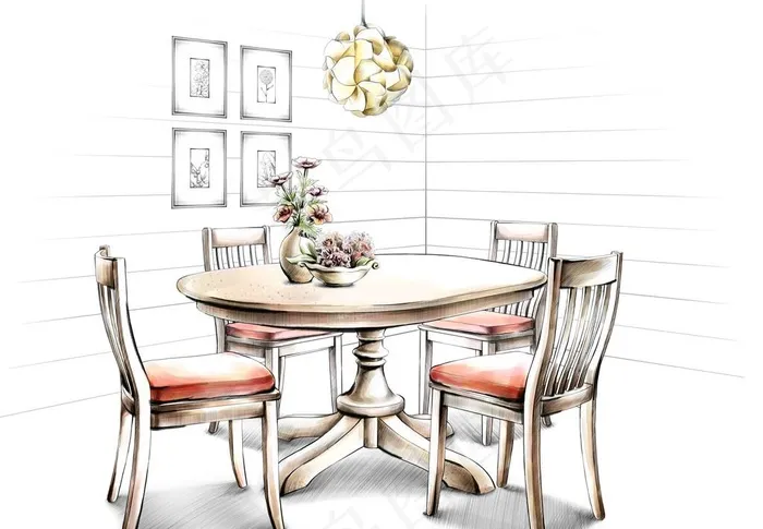 手绘 室内图片(5200x3765)psd模版下载