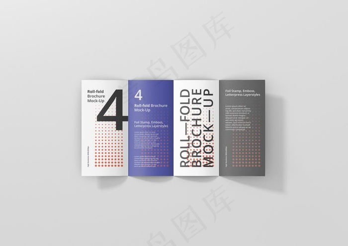 4折页效果图样机图片psd模版下载
