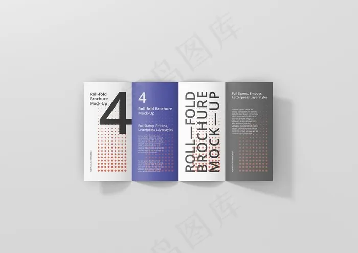 4折页效果图样机图片psd模版下载