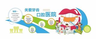 卡通趣味儿童口腔医院文化墙.图片