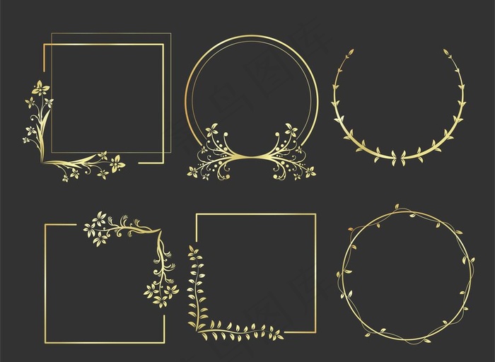 金色欧式花边花纹图片eps,ai矢量模版下载