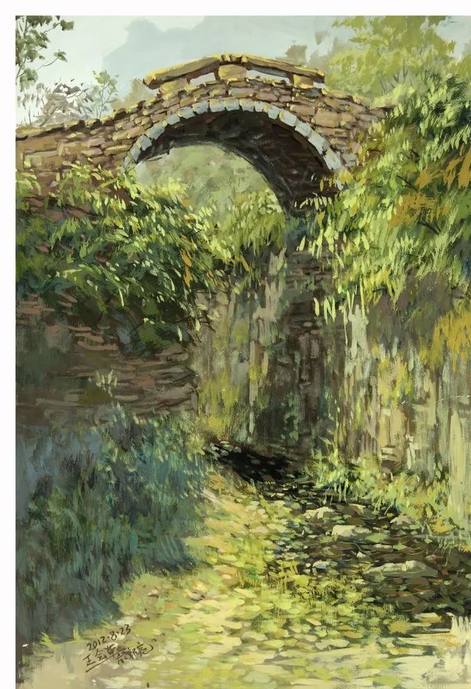 风景水粉画图片
