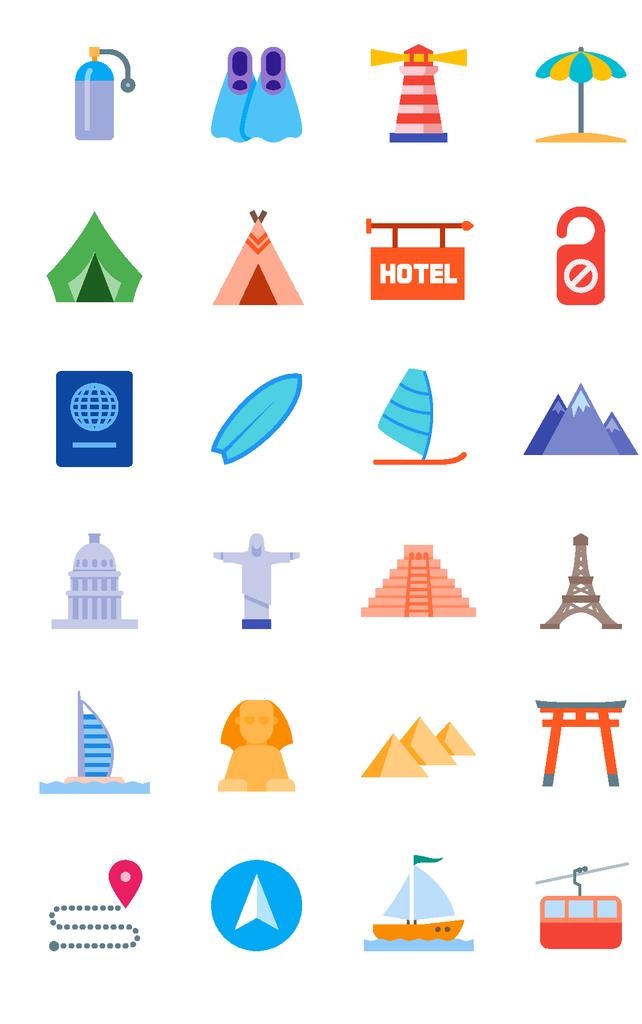 彩绘旅游图标图片