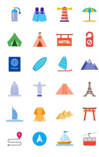 彩绘旅游图标图片