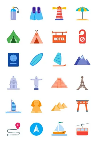 彩绘旅游图标图片