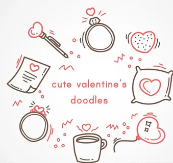 可爱情人节元素图涂鸦矢量图图片