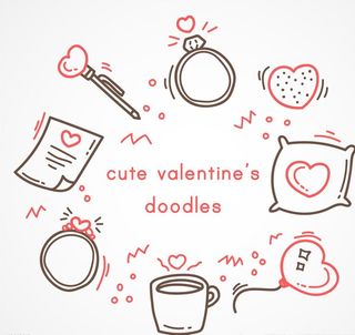 可爱情人节元素图涂鸦矢量图图片