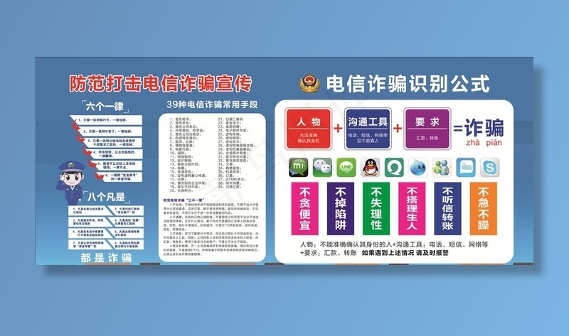 电信诈骗宣传栏图片cdr矢量模版下载