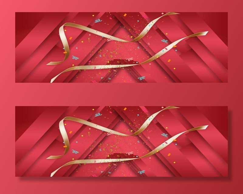 金色丝带背景图片(1920x700)psd模版下载