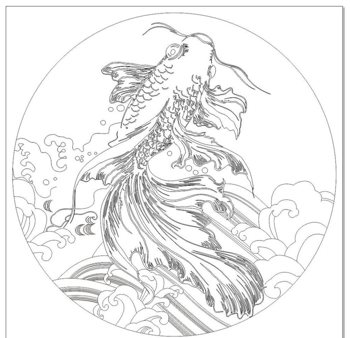 线条鱼线稿鱼图片cdr矢量模版下载