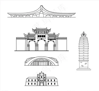 昆明地标建筑线稿图片