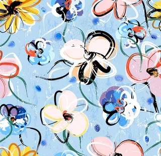 数码印花玫瑰花绣球花抽象花卉图片