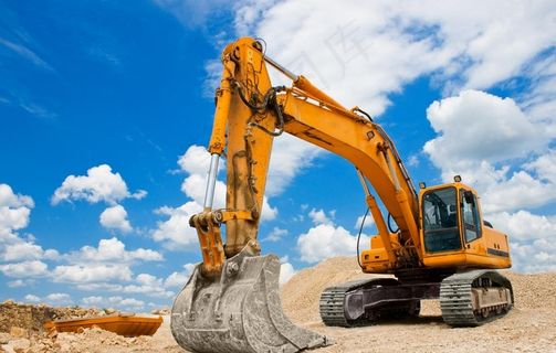 挖掘机在施工现场图片