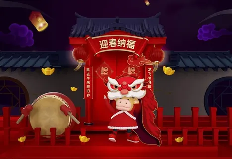 c4dpsd模型春节年画场景图片