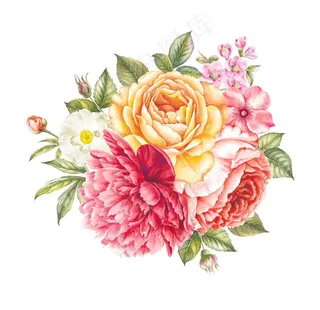 数码印花水彩花抽象花卉水彩花图片