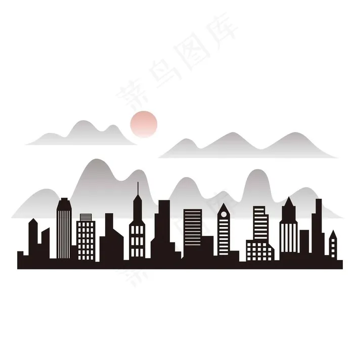 城市剪影矢量建筑背景图片ai矢量模版下载