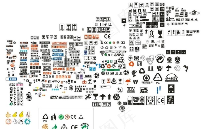 各种纸箱标识标志 警示标图片cdr矢量模版下载