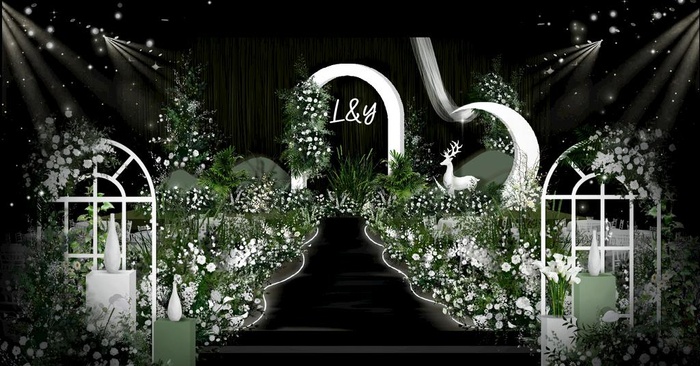 墨绿色婚礼效果图图片