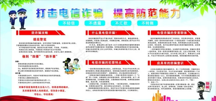 防电信诈骗展版图片cdr矢量模版下载