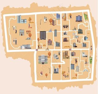 卡通手绘城市建筑大楼图片