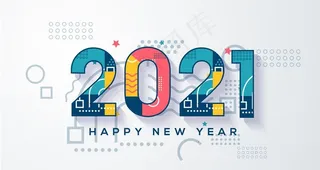AI矢量2021新年艺术字图片