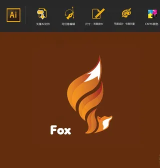 手绘矢量渐变卡通狐狸图片