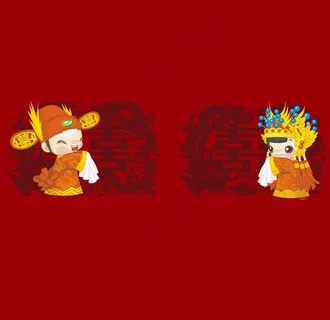 卡通中式婚礼图片 卡通中式婚礼图片