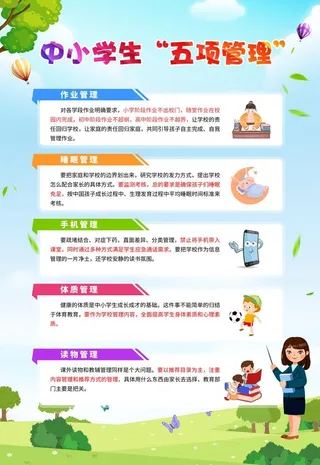 小学生五项管理图片
