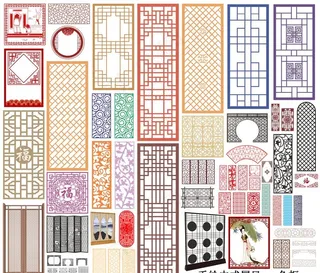 手绘古典屏风图片