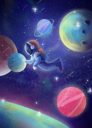 太空中的宇航员插画图片