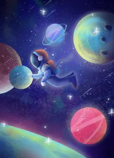 太空中的宇航员插画图片 太空中的宇航员插画图片