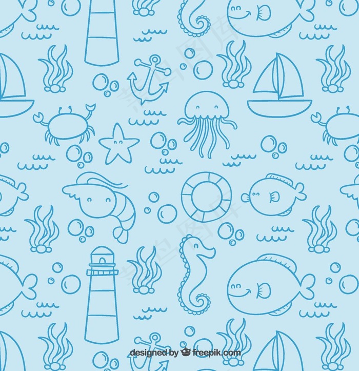 海洋元素无缝背景图片