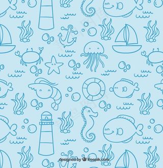 海洋元素无缝背景图片