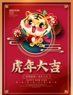 中国风国潮2022年虎年大吉图片
