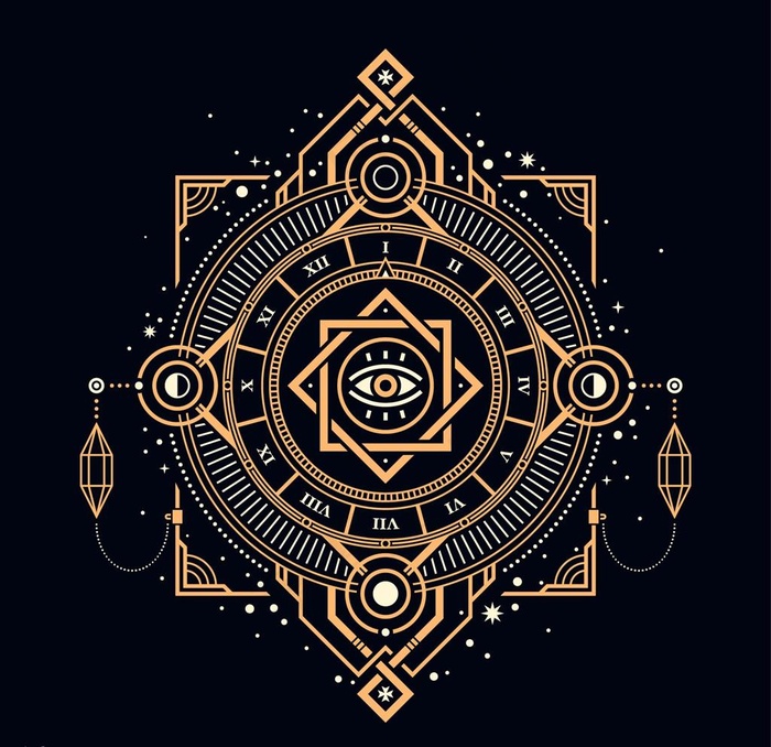 时钟星座塔罗牌图案图片ai矢量模版下载