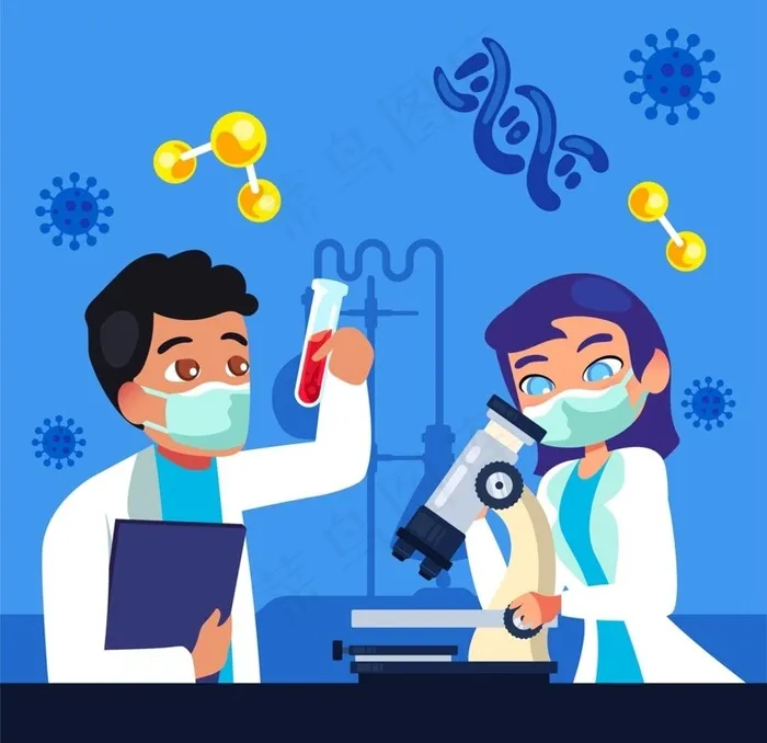 研究病毒人物图片ai矢量模版下载